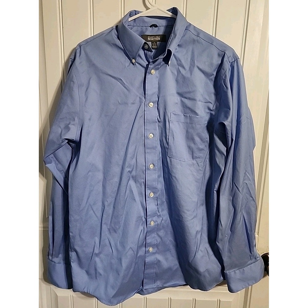 Kenneth Cole Reaction Button Up Blue Long Sleeve Shirt Size M